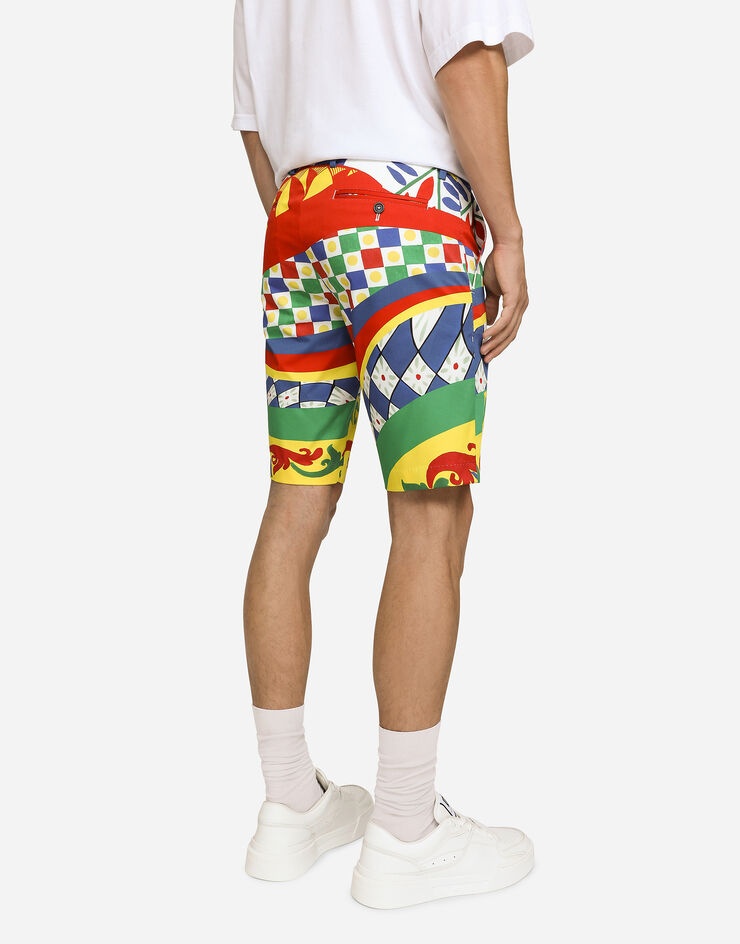 Carretto-print stretch cotton drill shorts - 4
