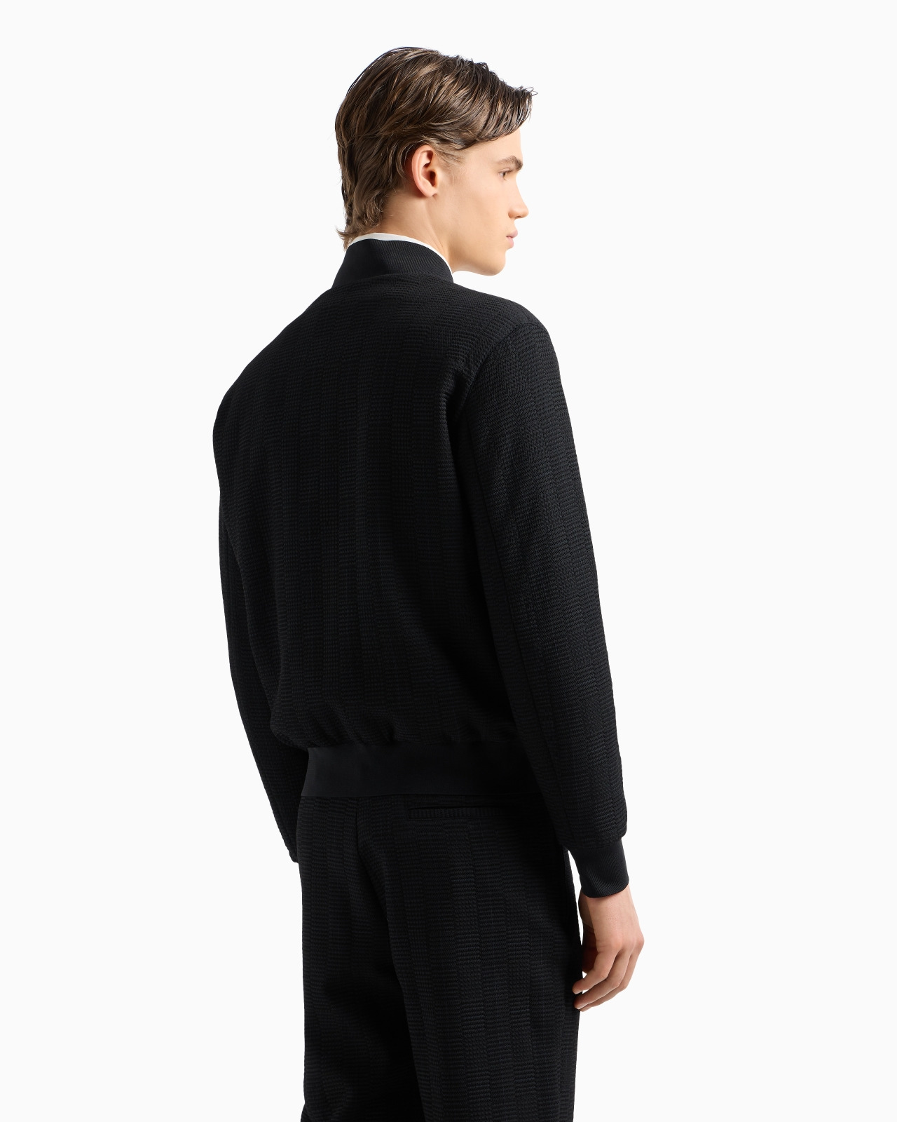 VIRGIN-WOOL BOMBER JACKET WITH 3D-EFFECT WEAVE - 3