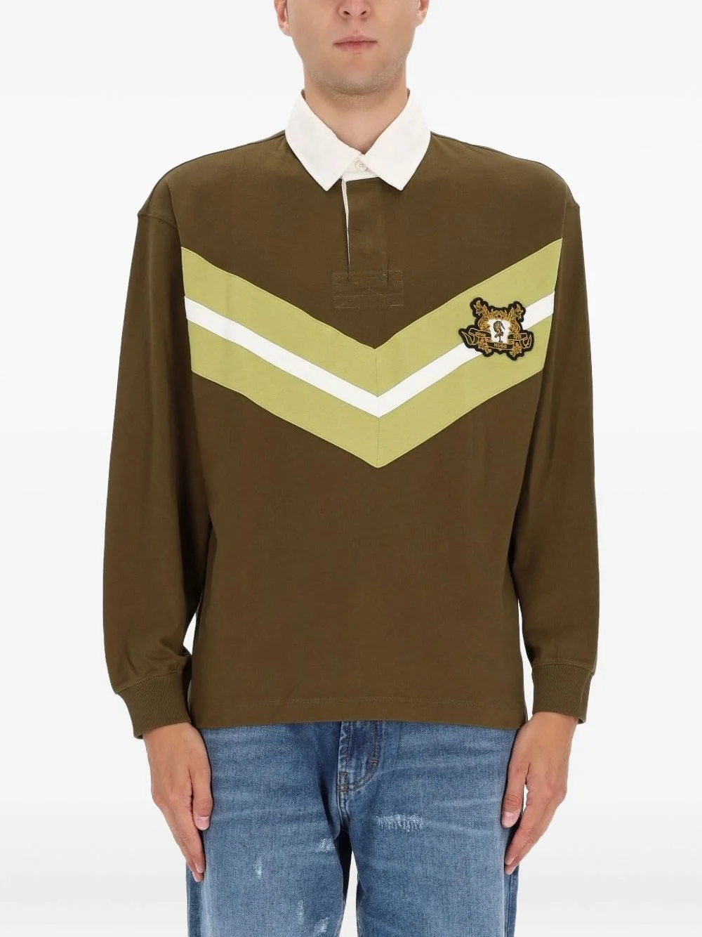 logo-patch polo shirt - 1