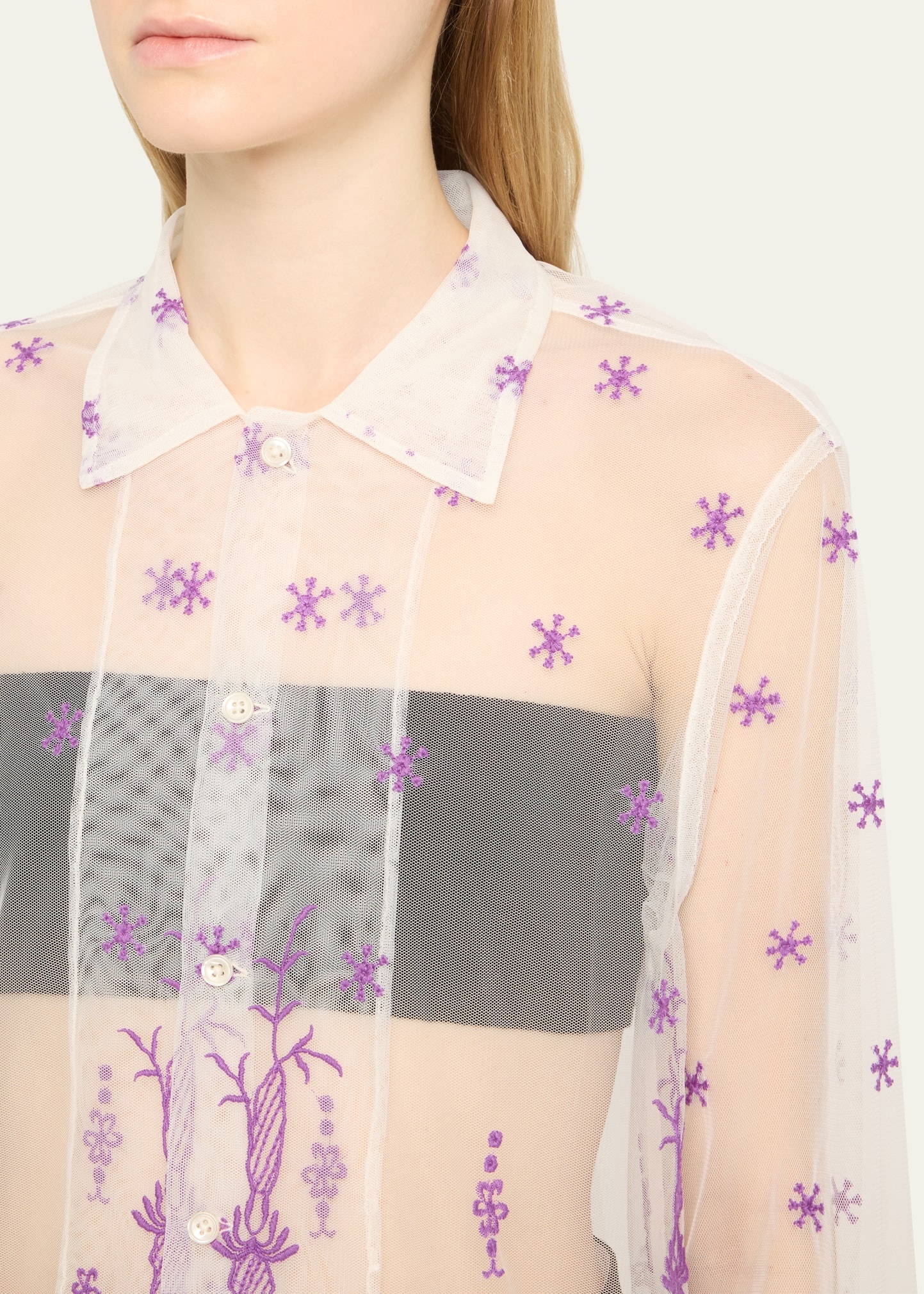 Sheer Lavandula Floral Shirt - 5