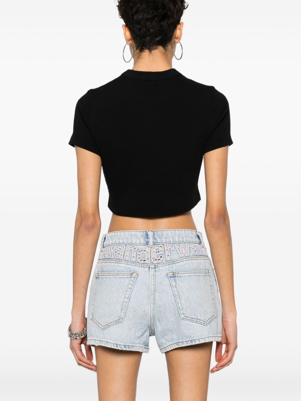 logo-embossed cropped top - 4