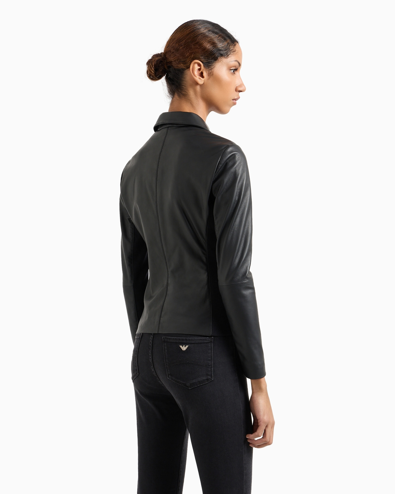 Semi-aniline nappa-lambskin jacket with jersey inserts - 3