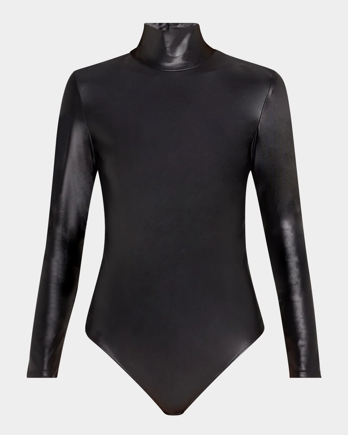 Turtleneck Matte Metallic Thong Bodysuit - 1