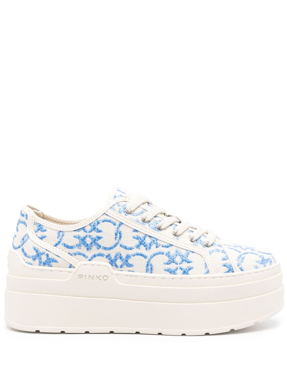 PINKO Love Birds-embroidered platform sneakers | farfetch