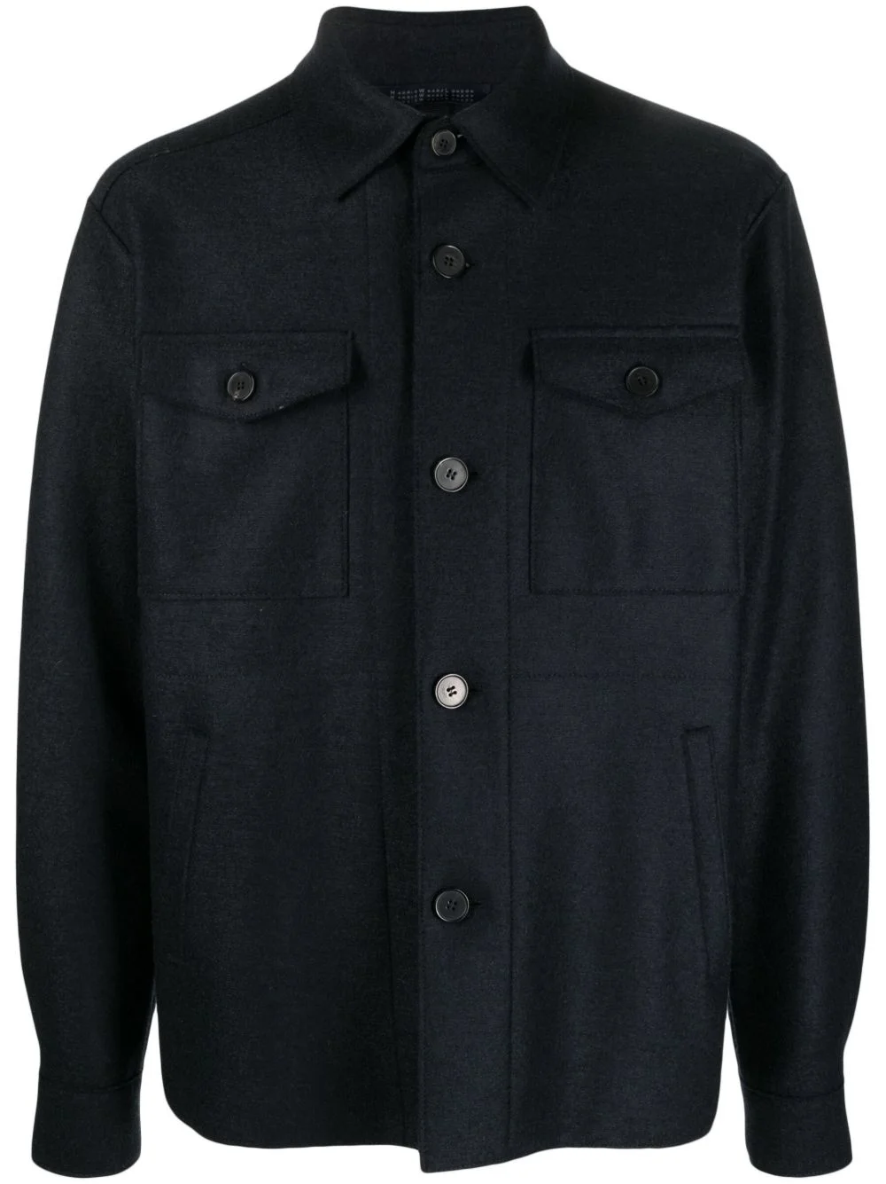 button-up virgin-wool shirt jacket - 1