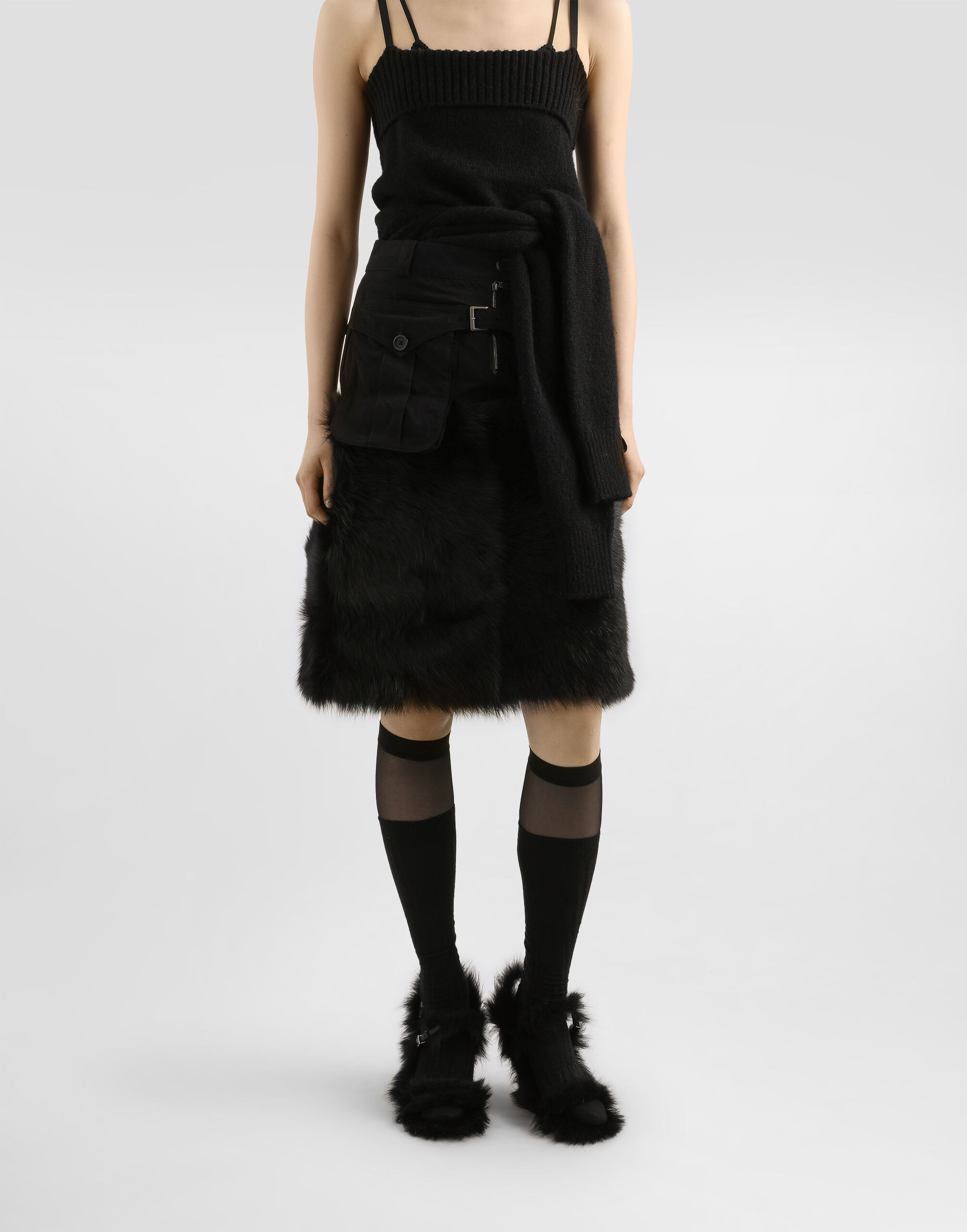 Midi skirt with fur - 6