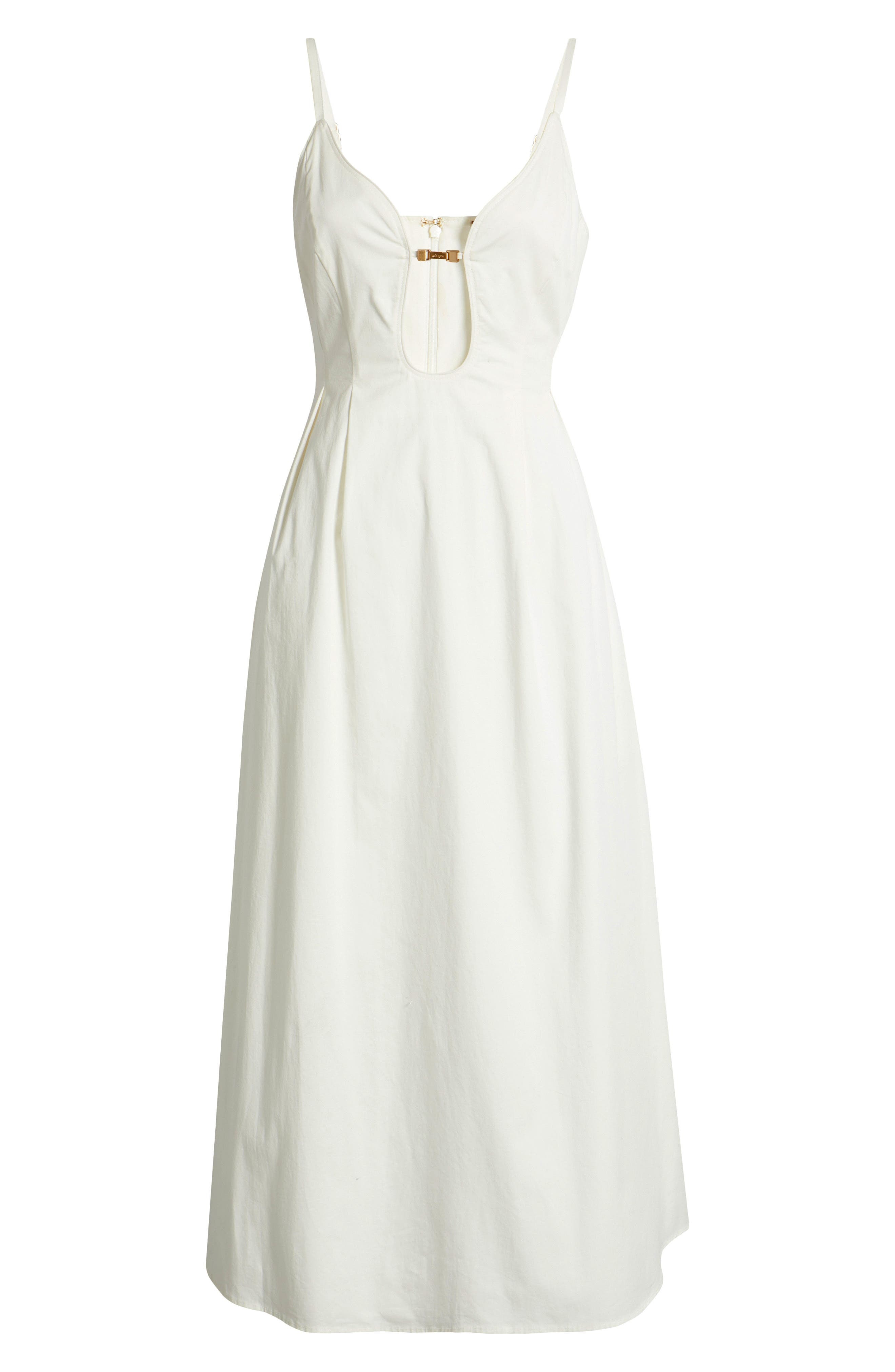 Cult Gaia Ellaria Plunge Stretch Poplin Midi Dress in Off White at Nordstrom - 5