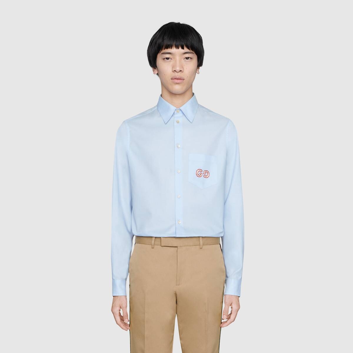 Oxford cotton shirt with GG - 3