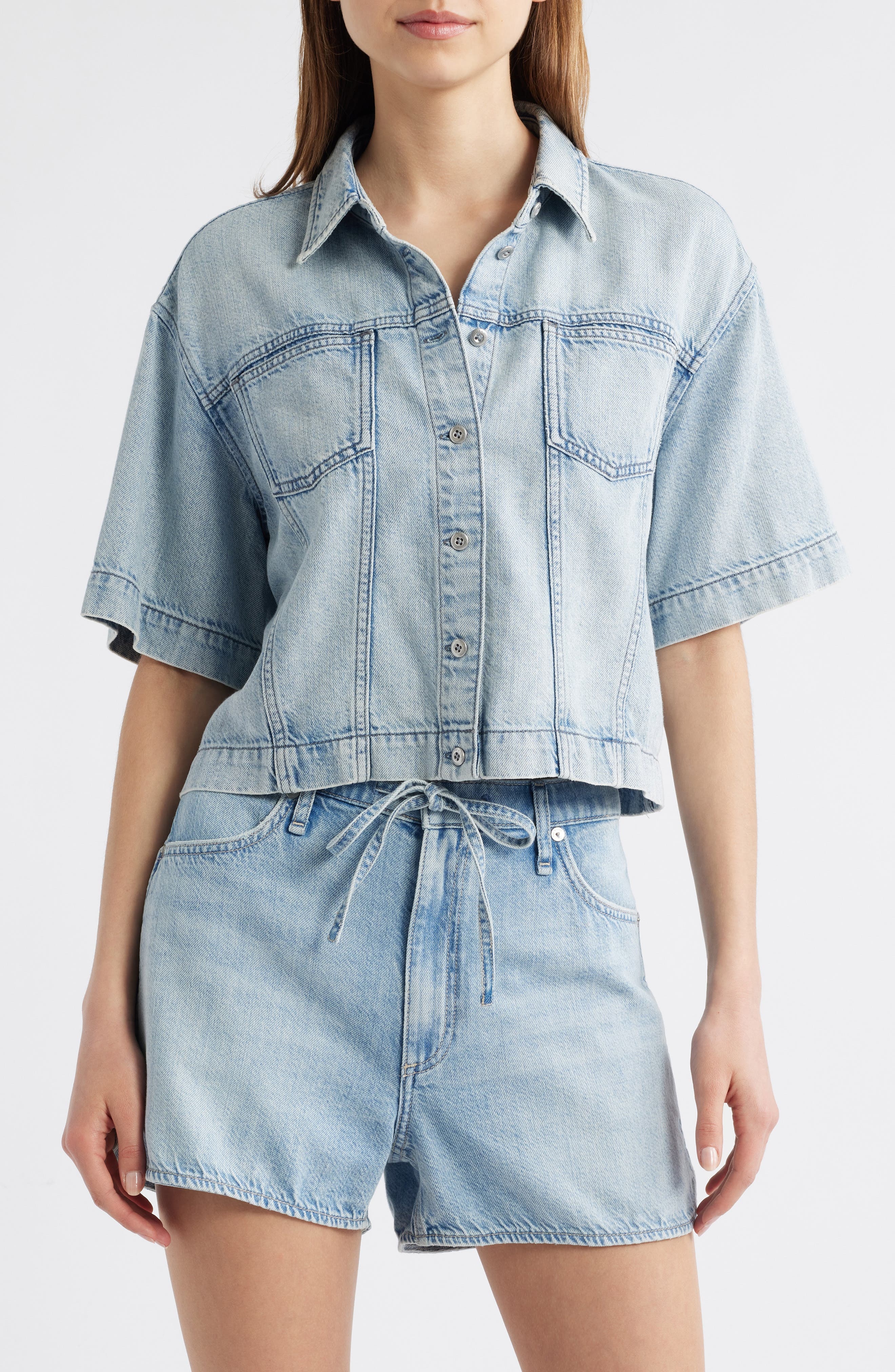 rag & bone Abby Crop Denim Button-Up Shirt in Kierra at Nordstrom - 1