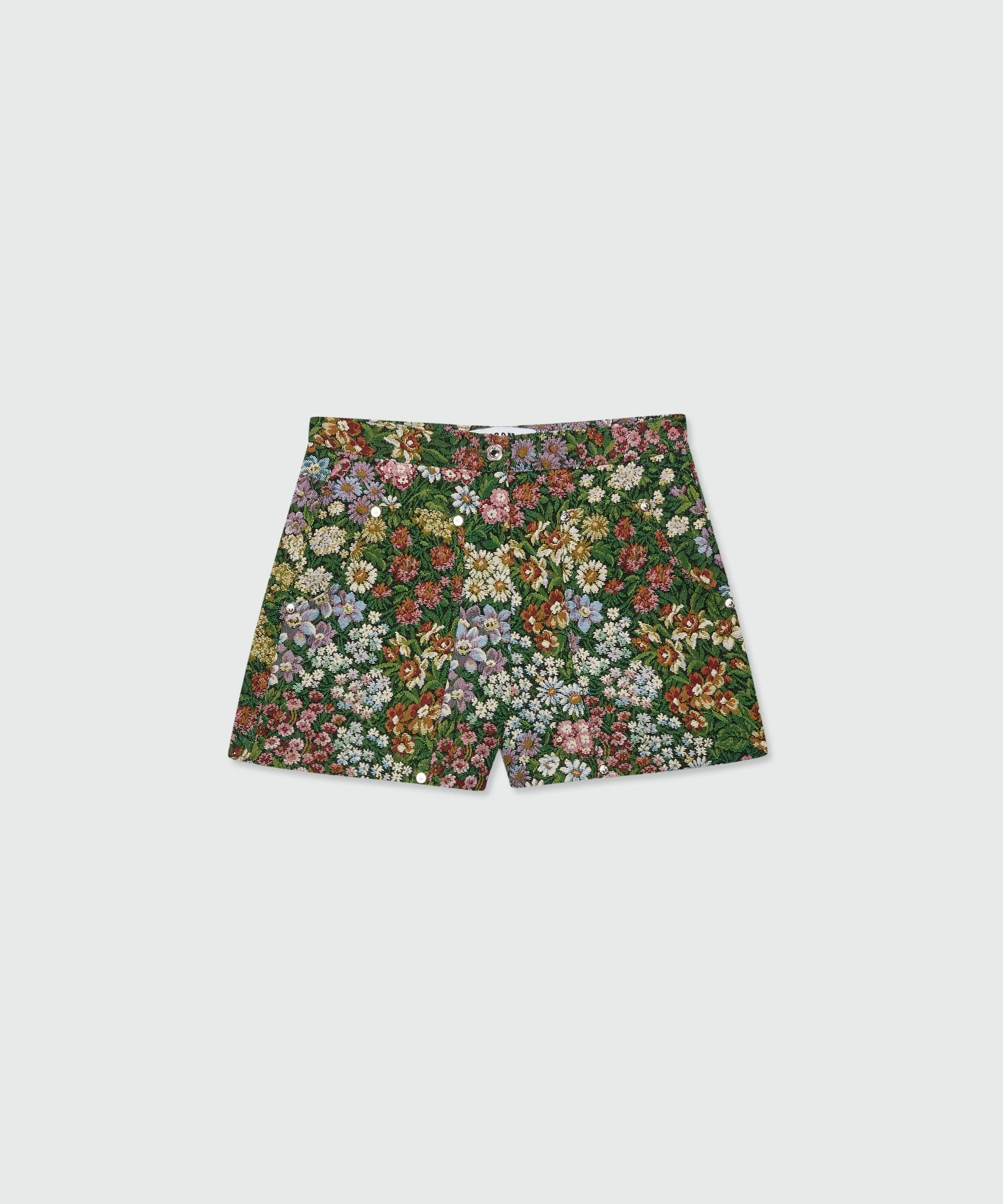 Multicolor floral jacquard shorts - 1