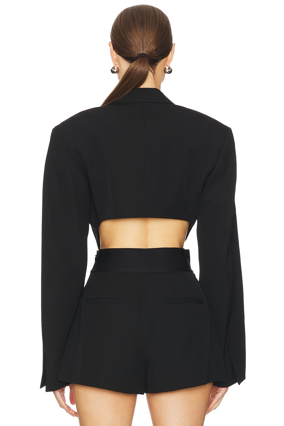 Cropped Blazer With Pointed Hem - 3