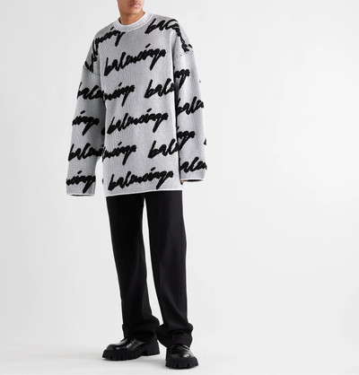 BALENCIAGA Oversized Logo-Intarsia Cable-Knit Sweater outlook