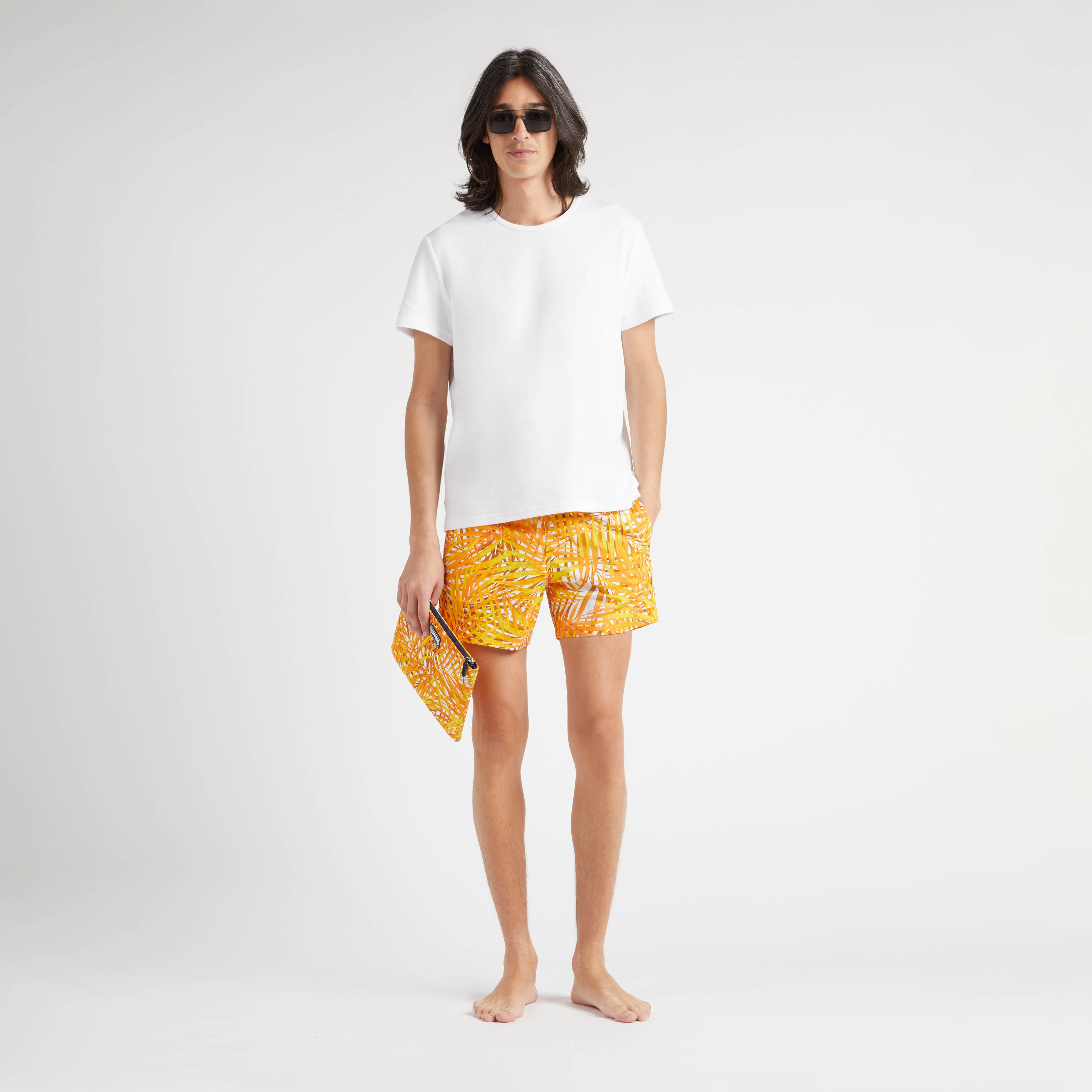 Men Stretch Short Swim Trunks Palm Leaves - 5