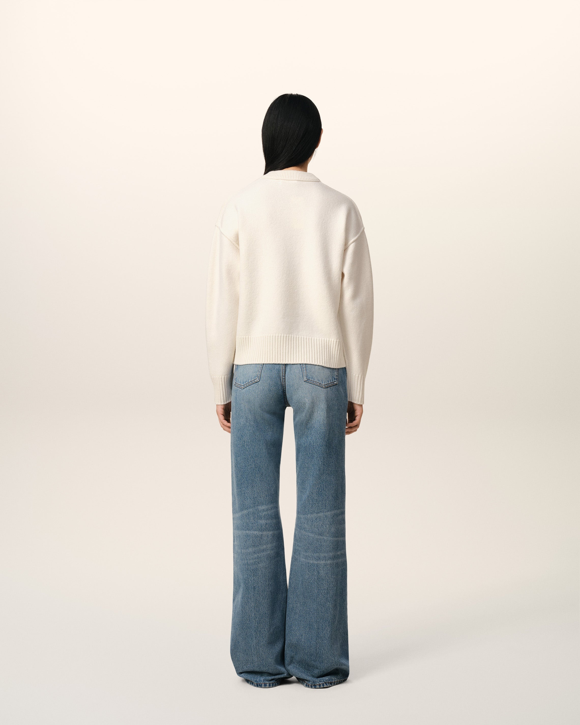 WHITE WOOL AMI DE COEUR SWEATER - 5