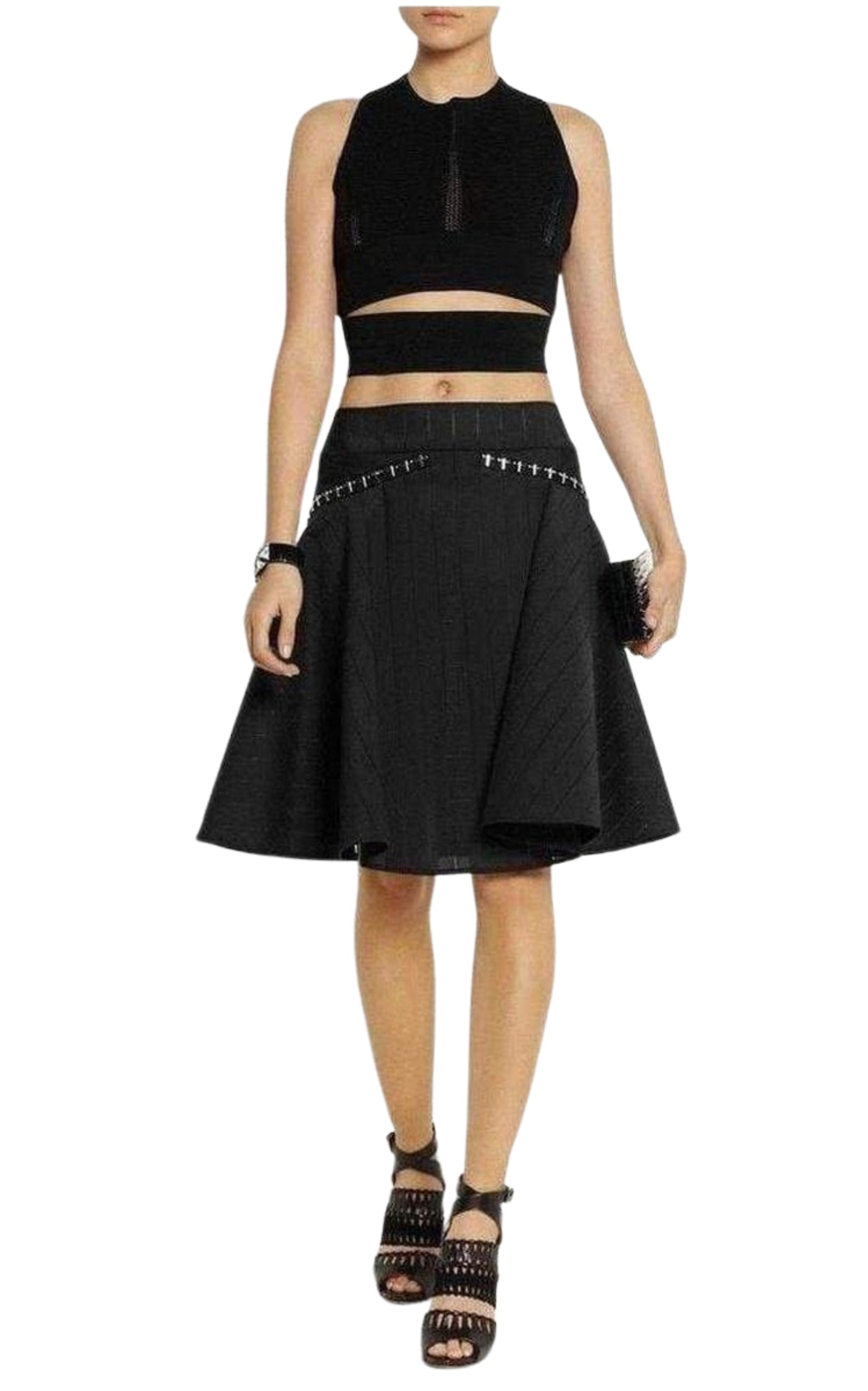 Flared Embellished Stretch Skirt - 2