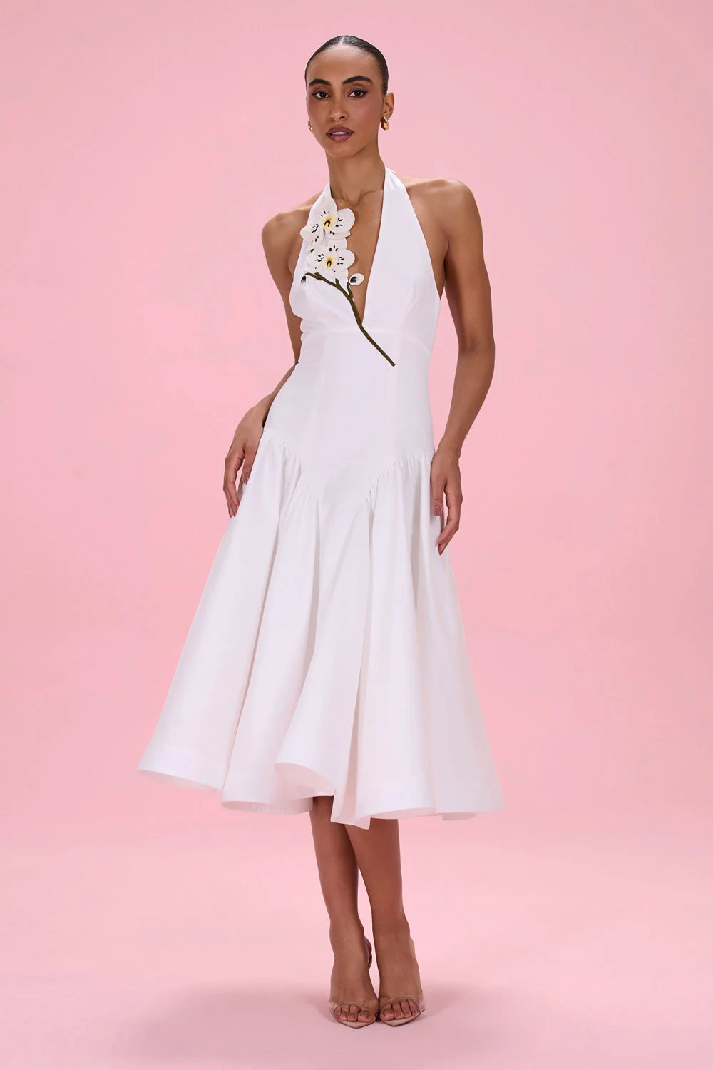 BLOSSOM POPLIN ORCHID MIDI DRESS - 1