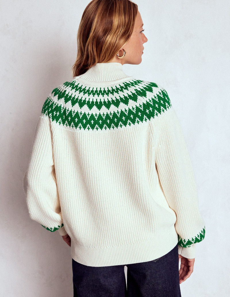 Bianca Cotton Ribbed Sweater-Warm Ivory Fair Isle 5