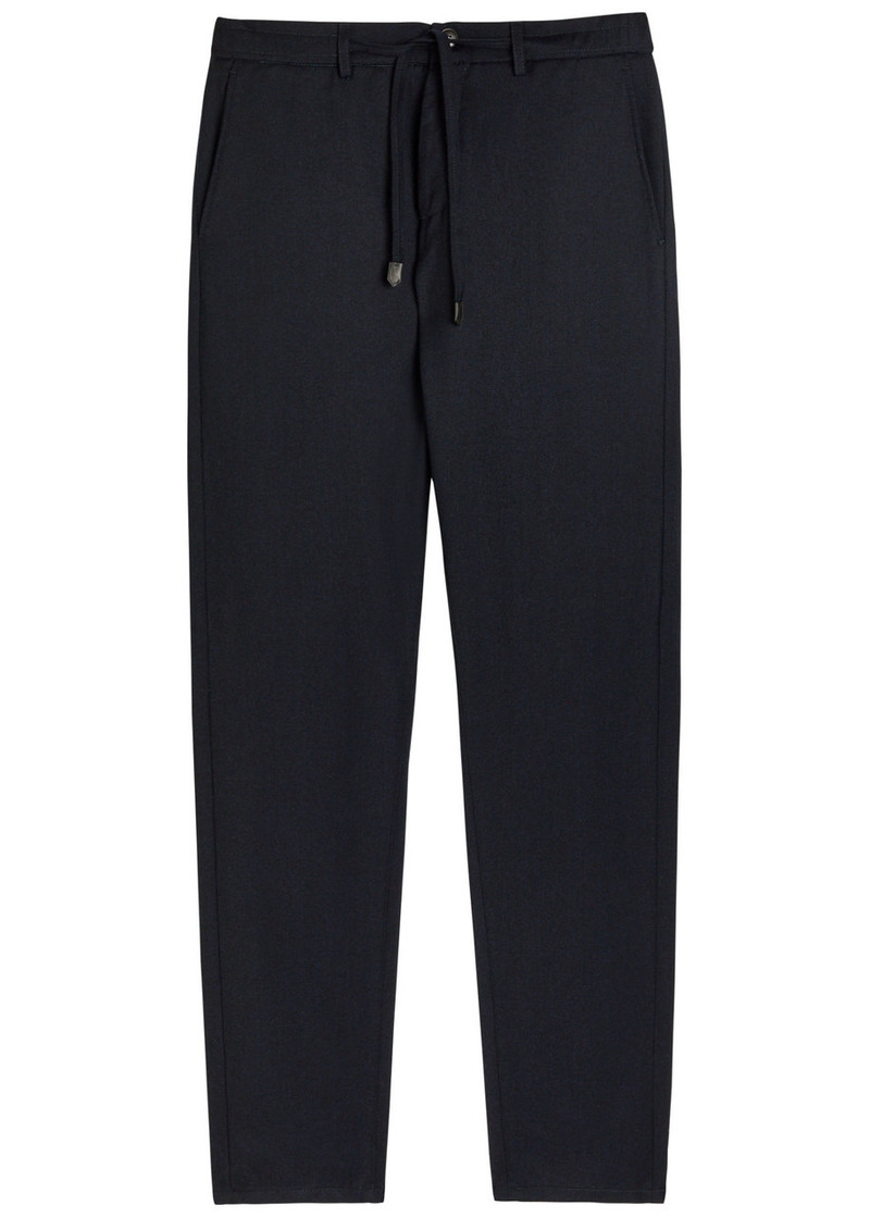 Canali Drawstring Slim Straight-leg Wool Trousers 1