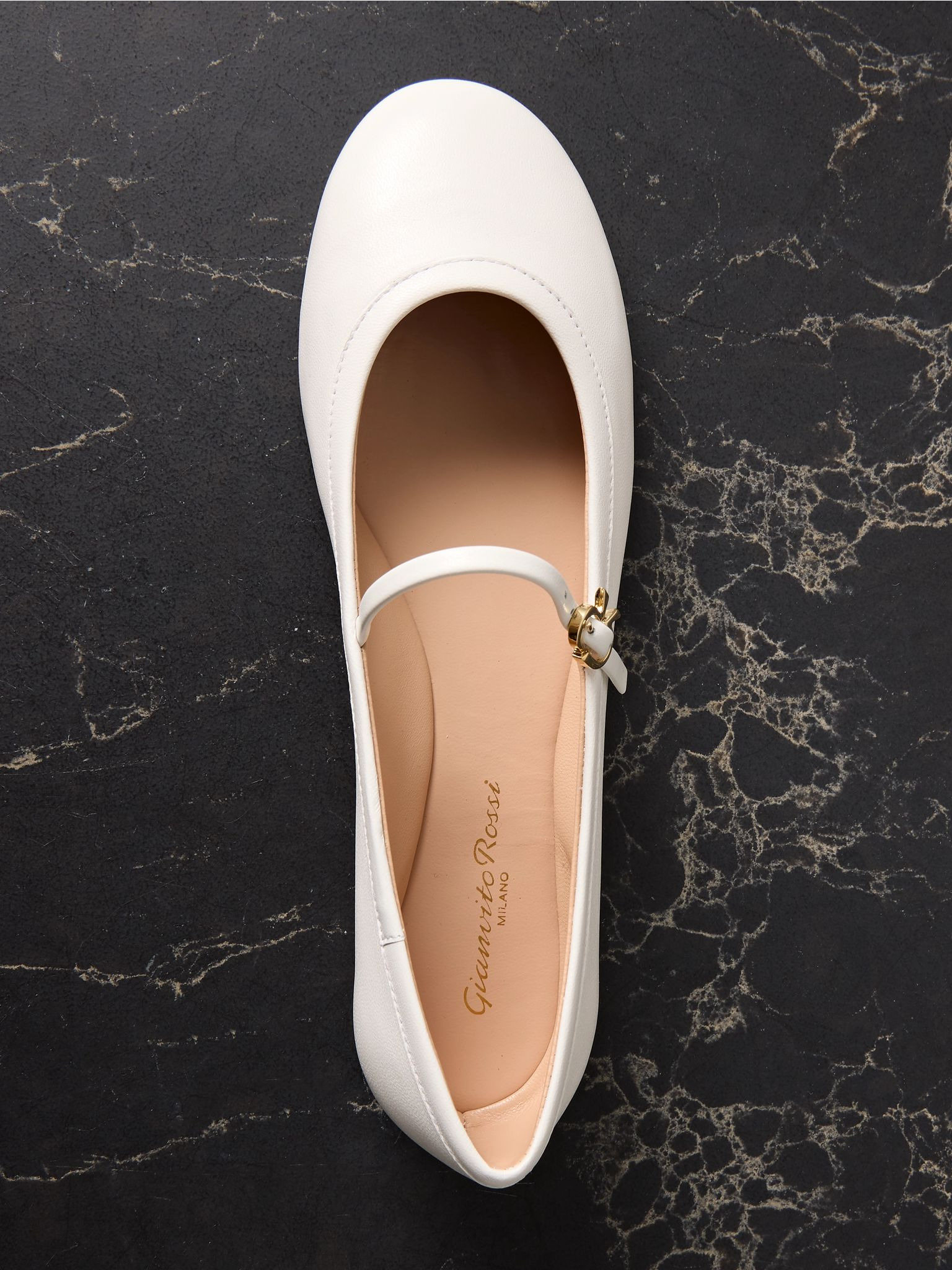 Carla leather Mary Jane ballet flats White - 5