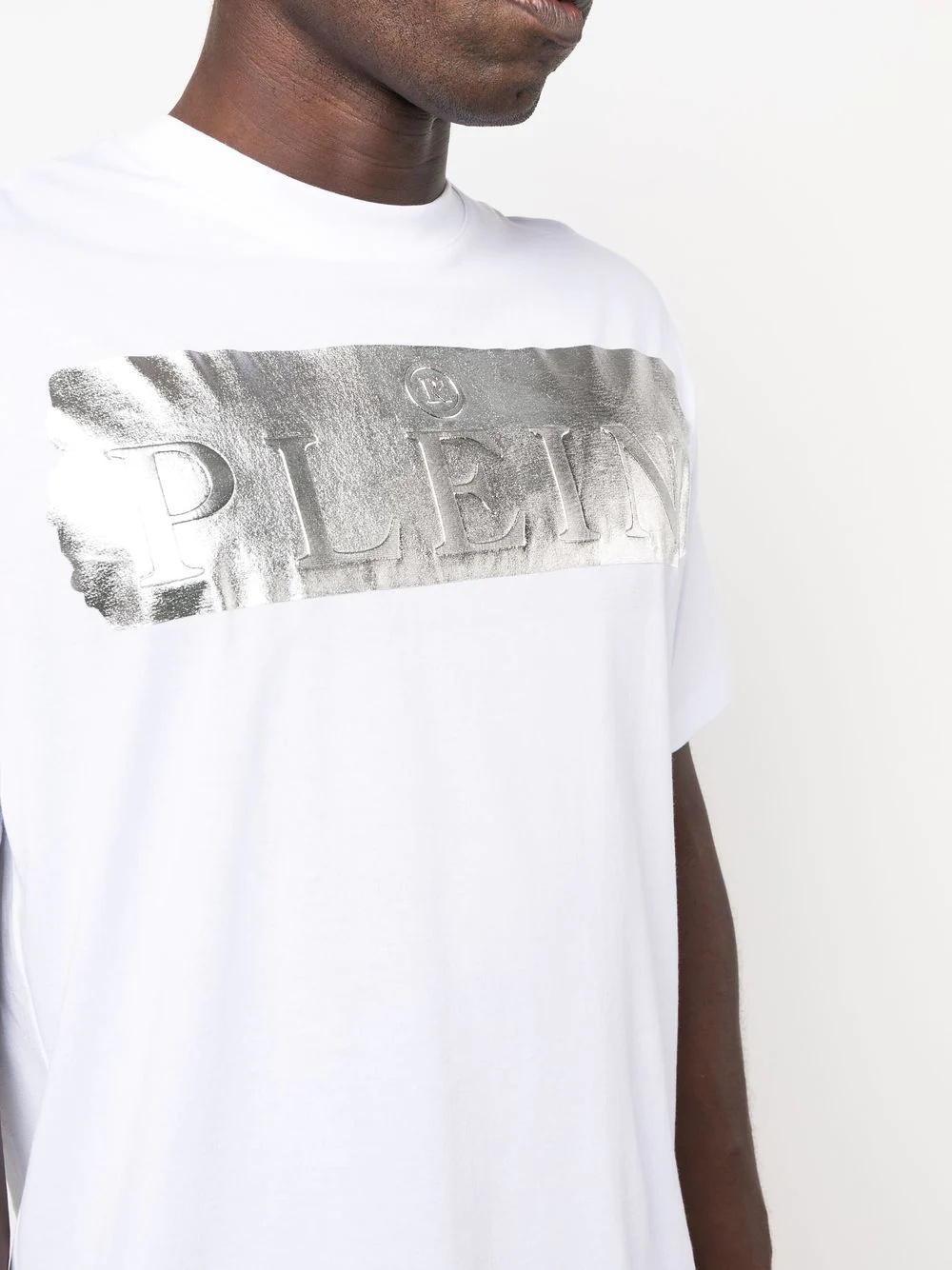 metallic-detail logo T-shirt - 5