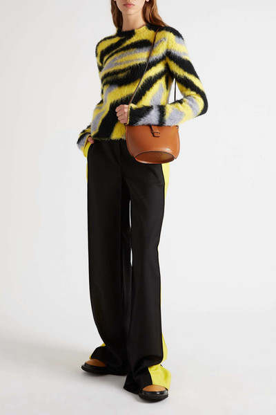 Loewe Leather-trimmed intarsia-knit sweater outlook