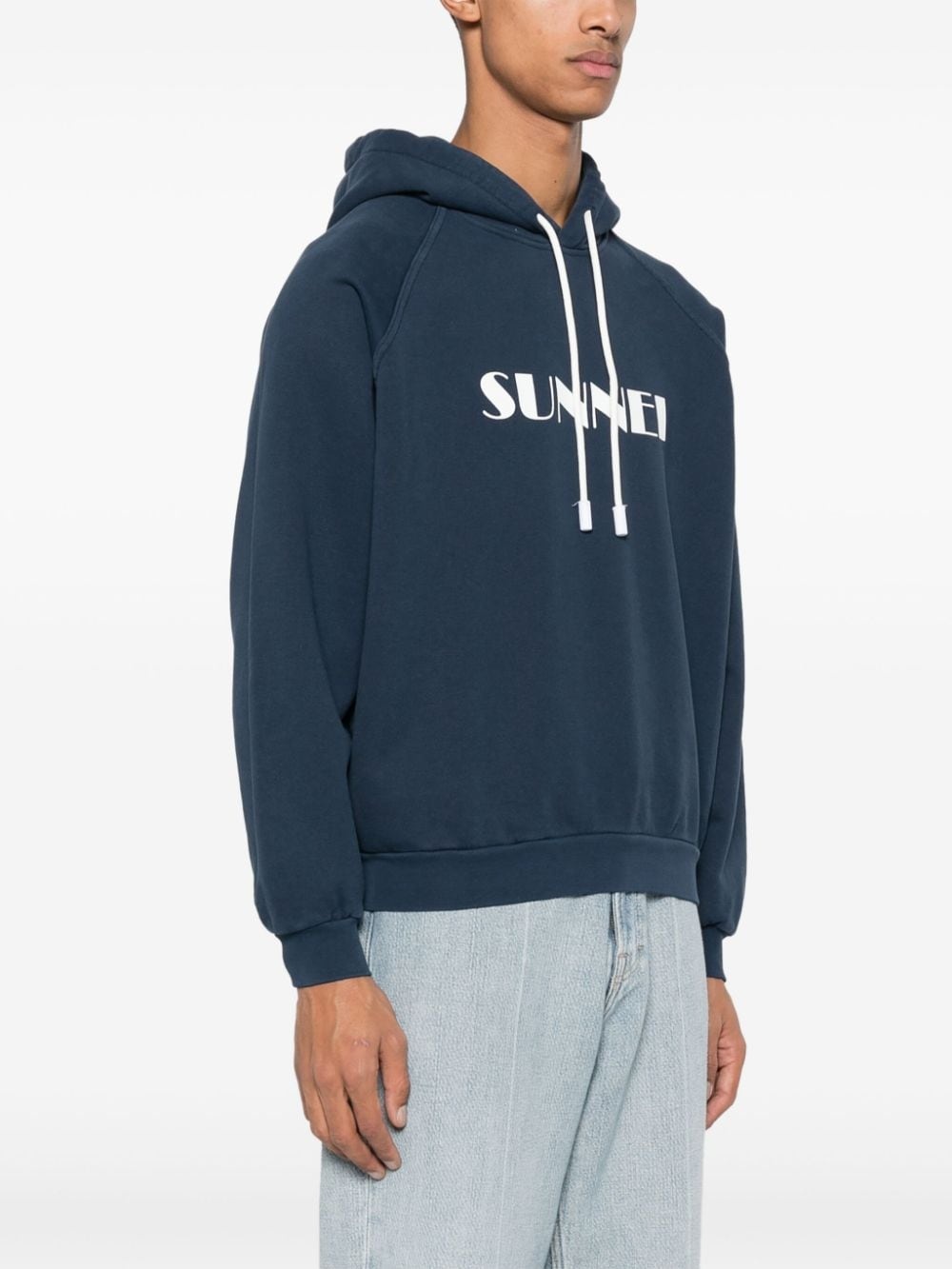 logo-print cotton hoodie - 4