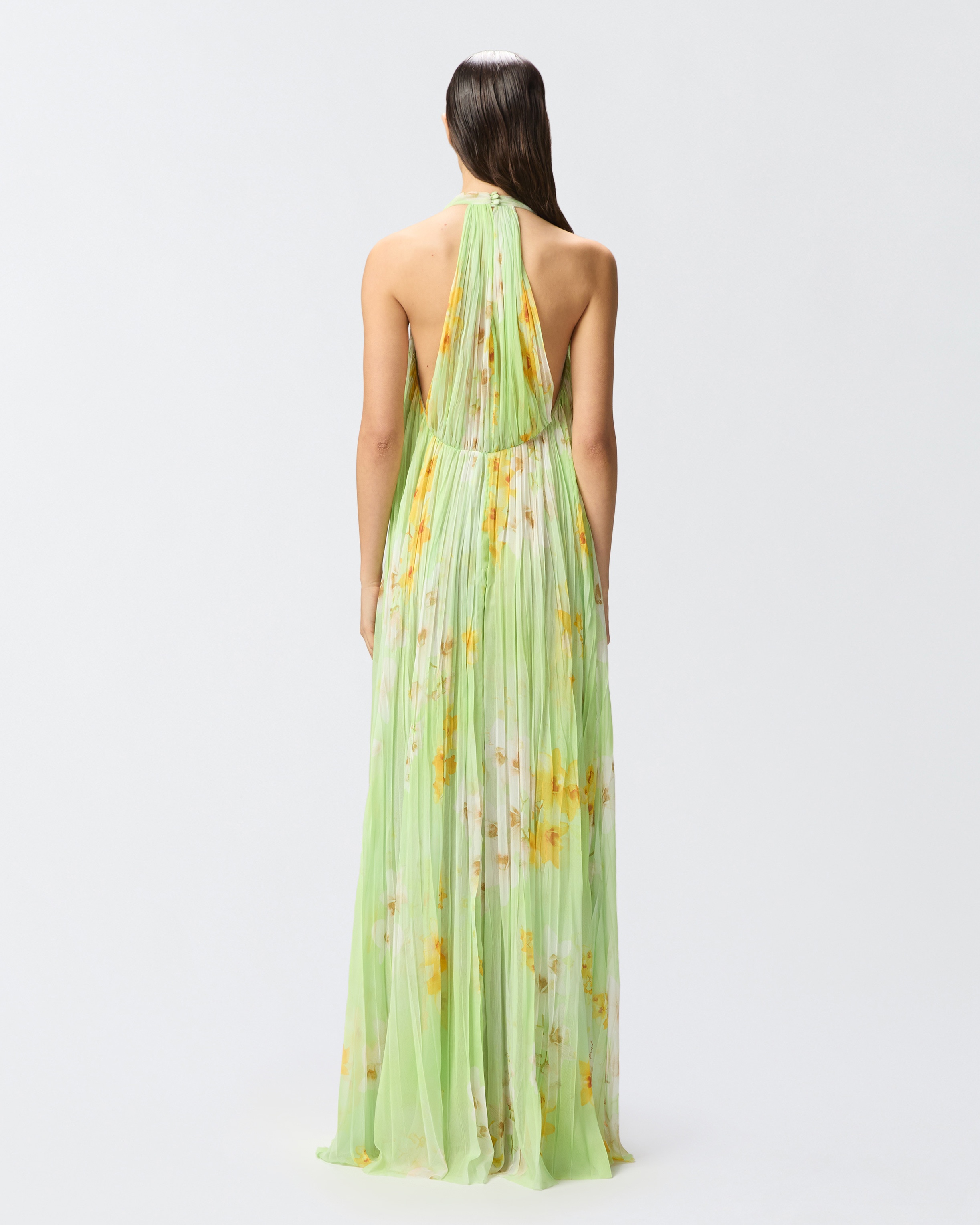 LONG PLEATED DRESS WITH FLORAL PRINT - 4