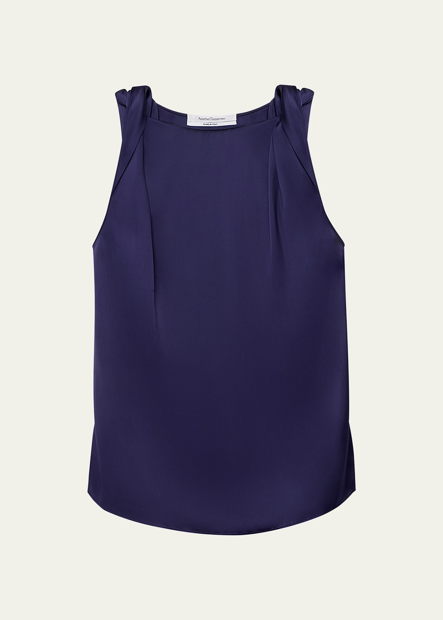 Twisted-Shoulder Satin Tank Top - 1