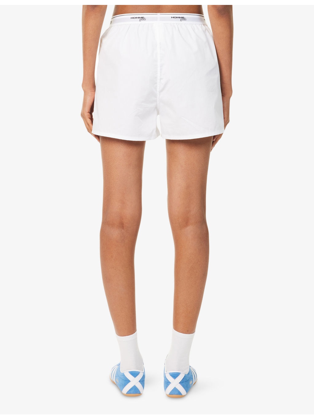 Branded-Waistband High-Rise Cotton-Poplin Boxer Shorts - 4