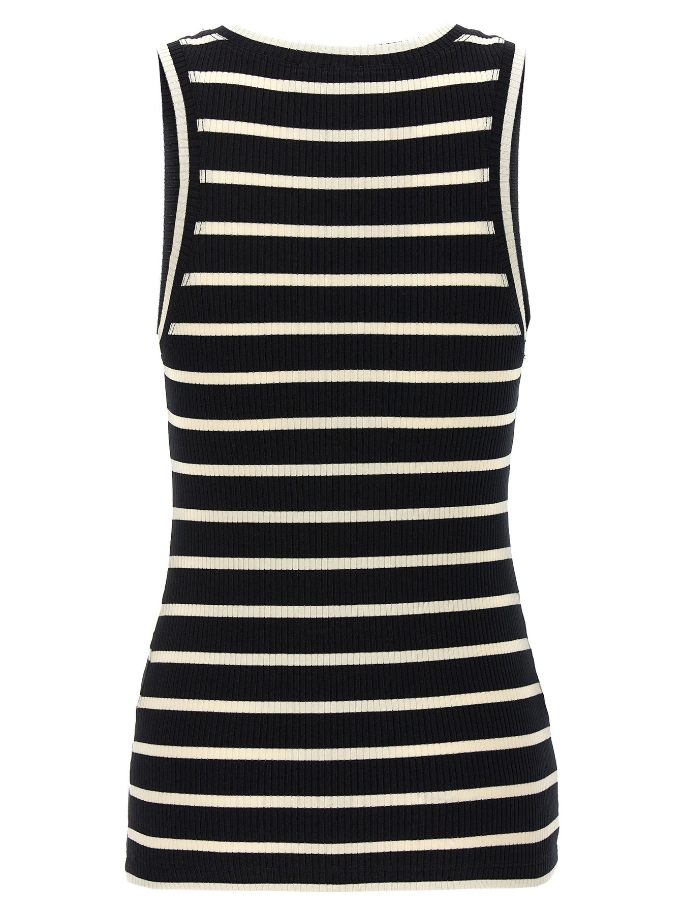 Striped Ribbed Top Tops White/Black - 2