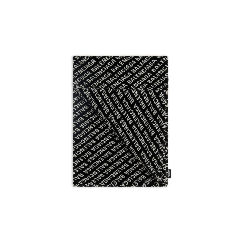 BALENCIAGA Allover Logo Blanket  in Black outlook