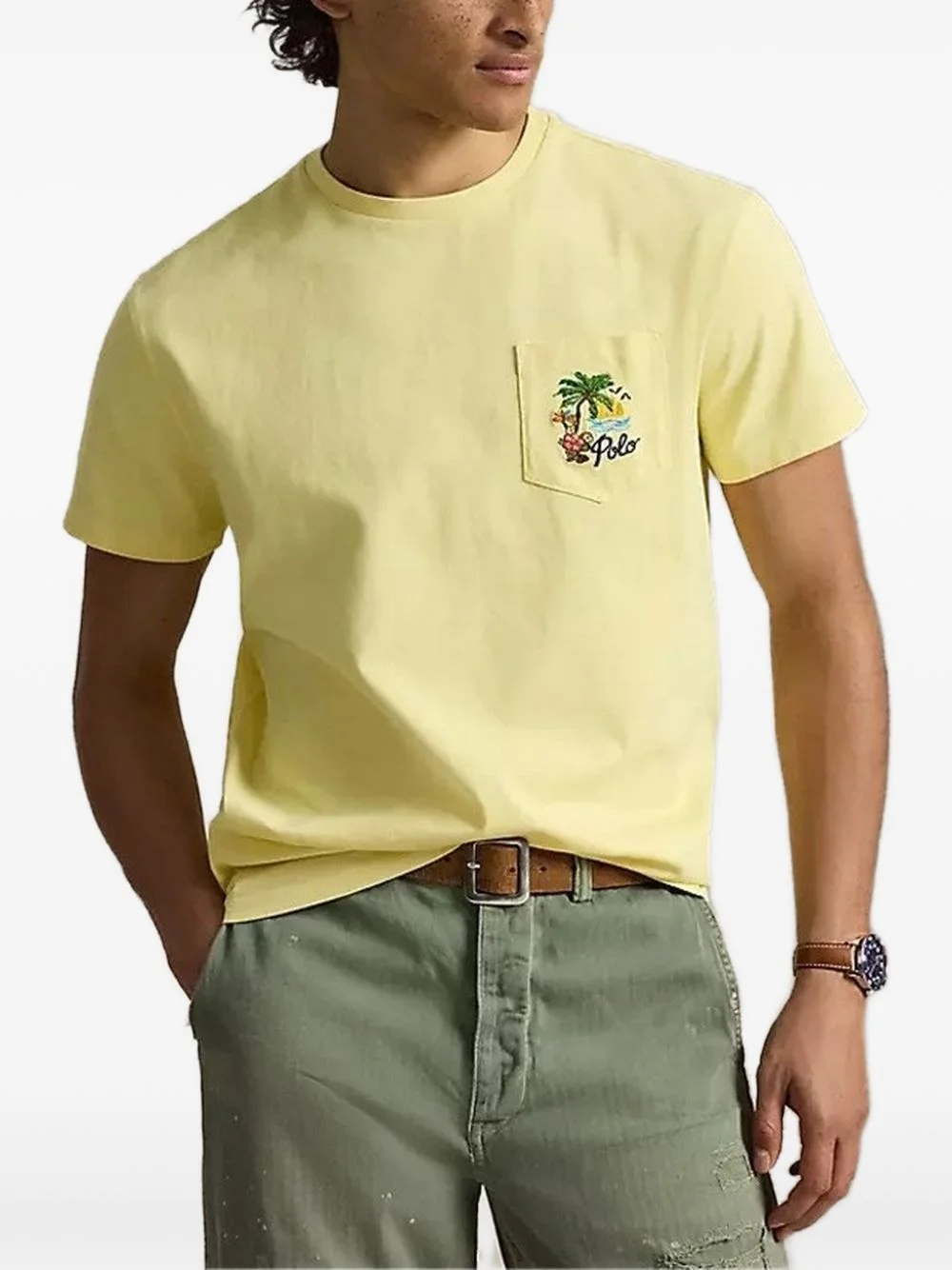 embroidered-pocket T-shirt - 1