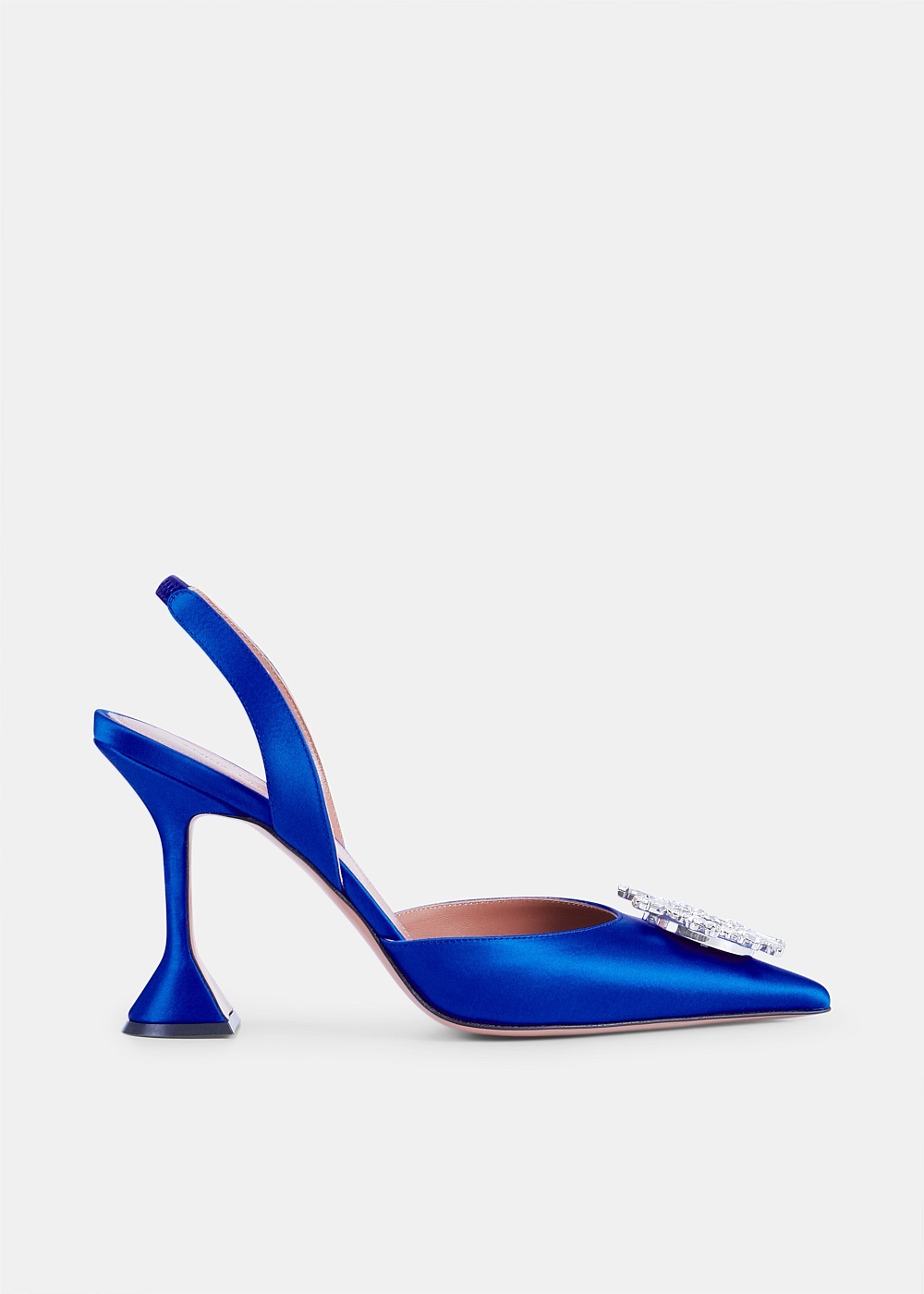 Electric Blue Satin Begum Slingback Pumps - 1