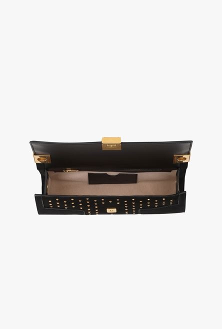 Black suede and gold-tone polka dot 1945 clutch bag - 5