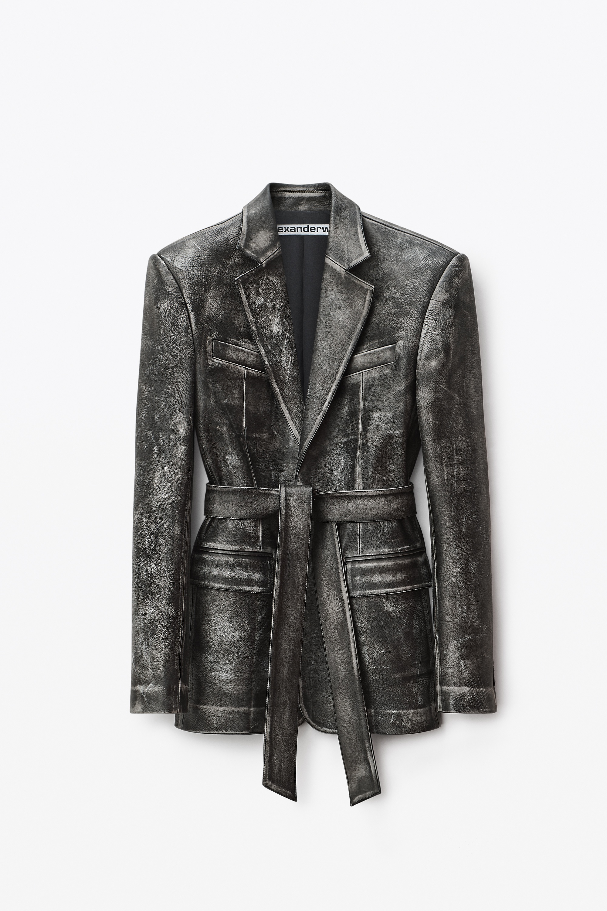 BELTED BLAZER IN VINTAGE MOTO LEATHER - 1