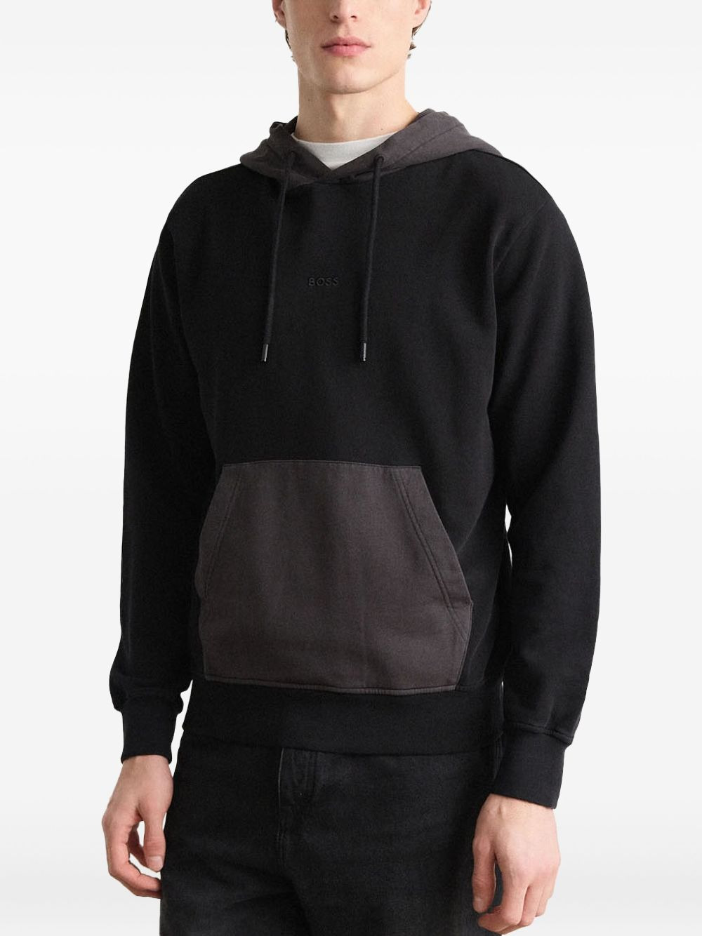 two-tone kangaroo-pocket hoodie - 3