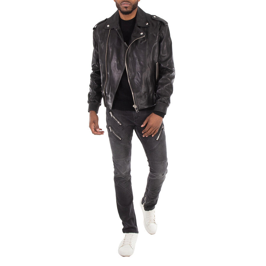 Balmain Leather Bomber Jacket - 4