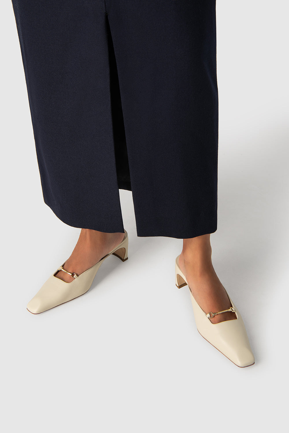 Leda Black Lamb Nappa Leather Mule - 6