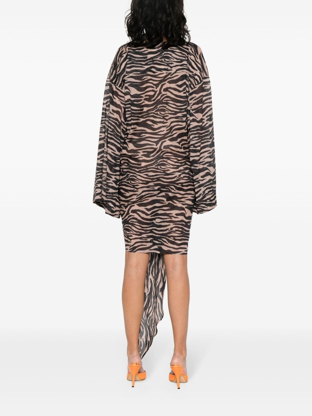 zebra-print shirt dress - 4