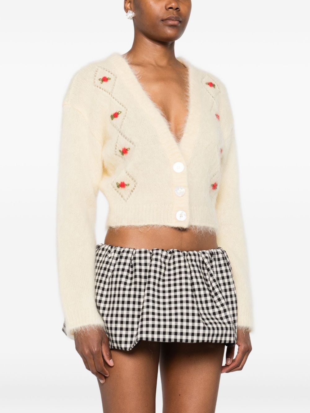 V-neck cropped cardigan - 3