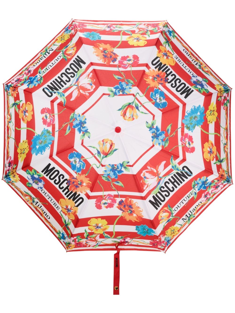 floral-print striped foldable umbrella - 1
