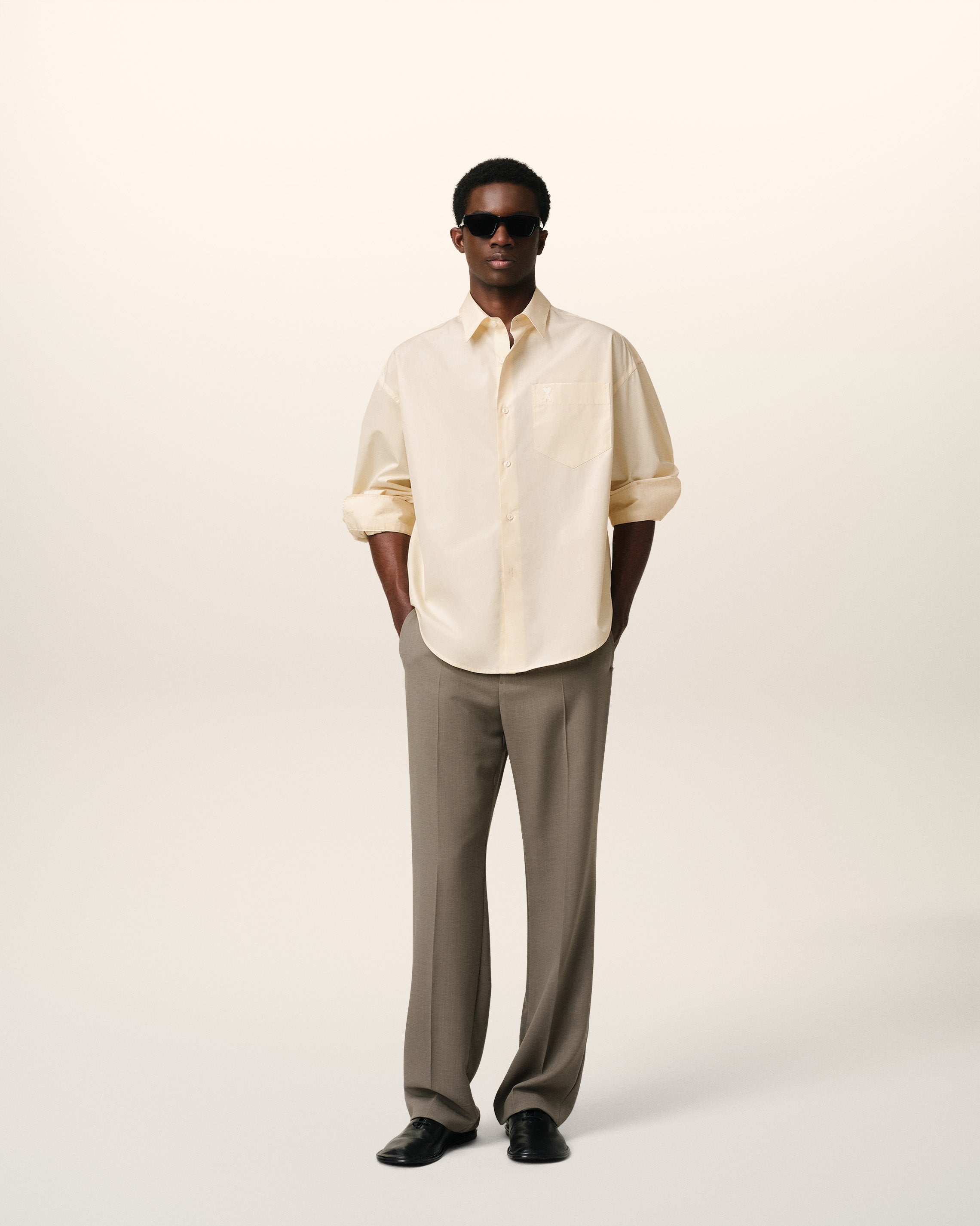 BEIGE COTTON AMI DE COEUR BOXY SHIRT - 2