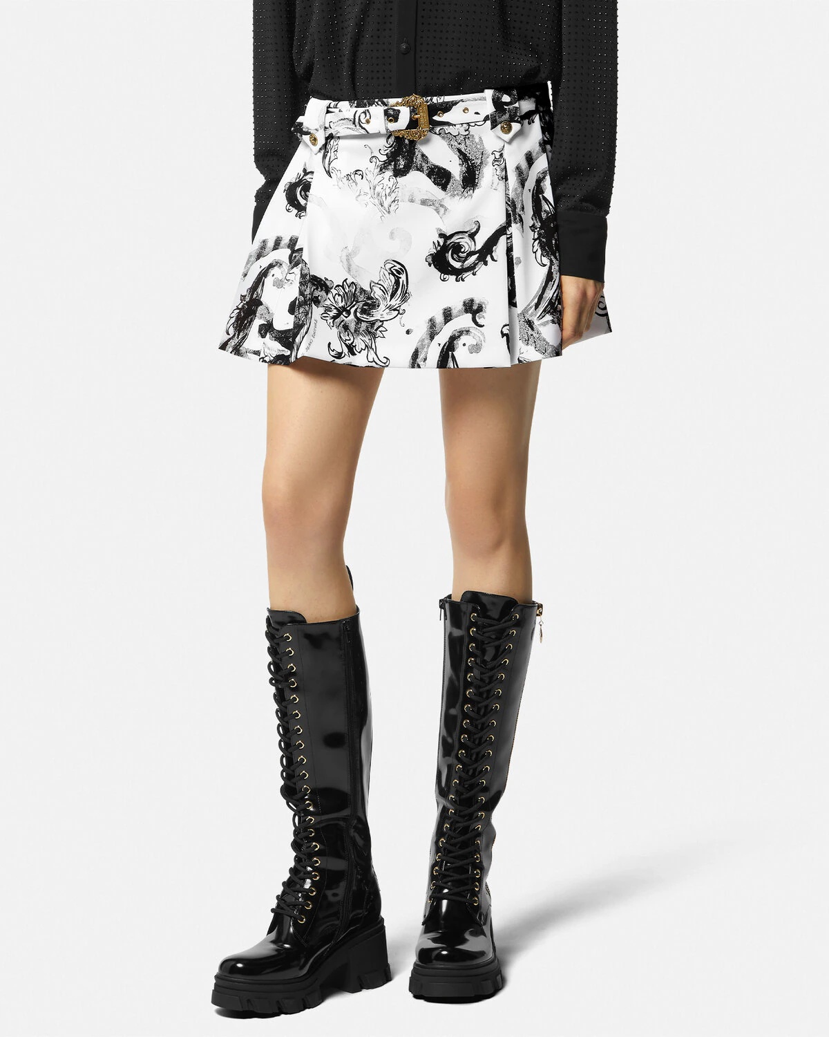 Watercolor Couture Pleated Mini Skirt - 4