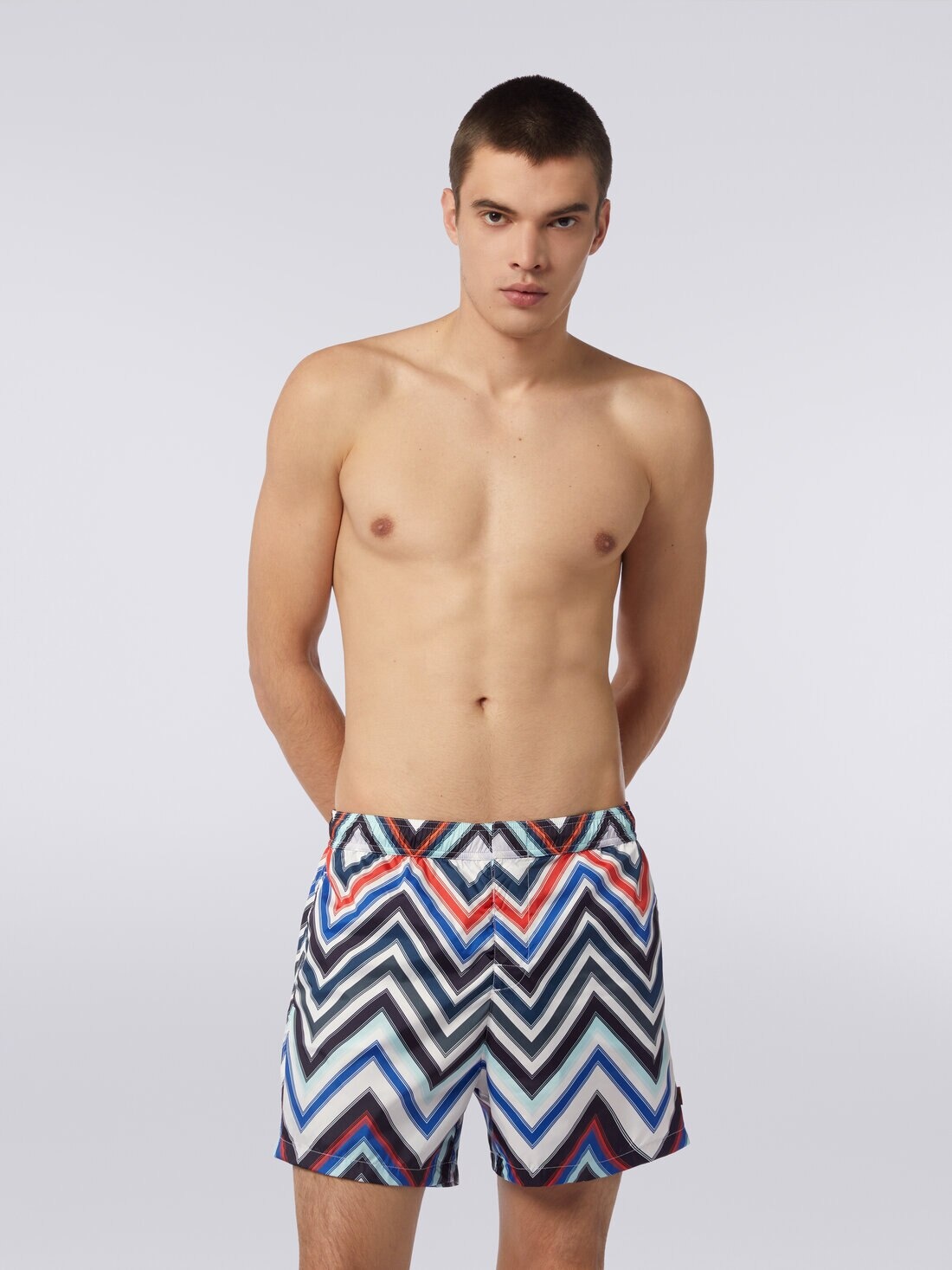 Swimming trunks in nylon with large gradated zigzag - 2