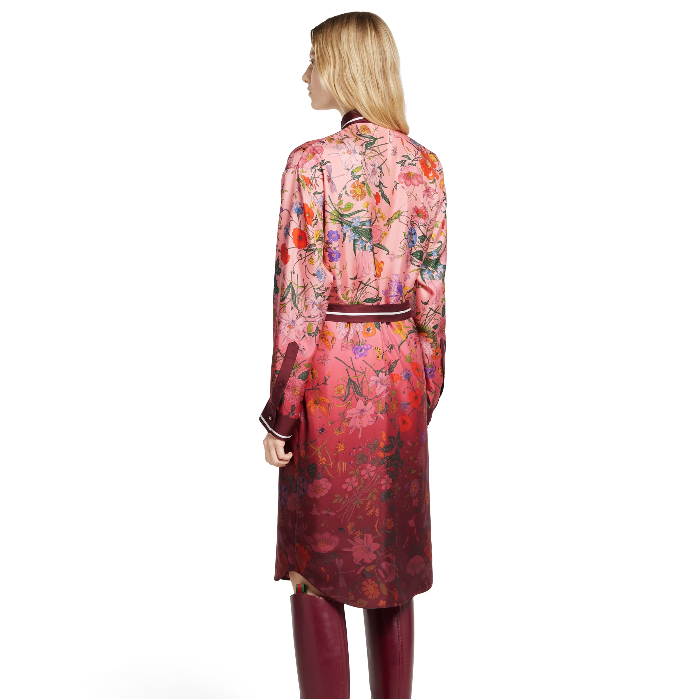 Printed silk twill shirt dress - 4