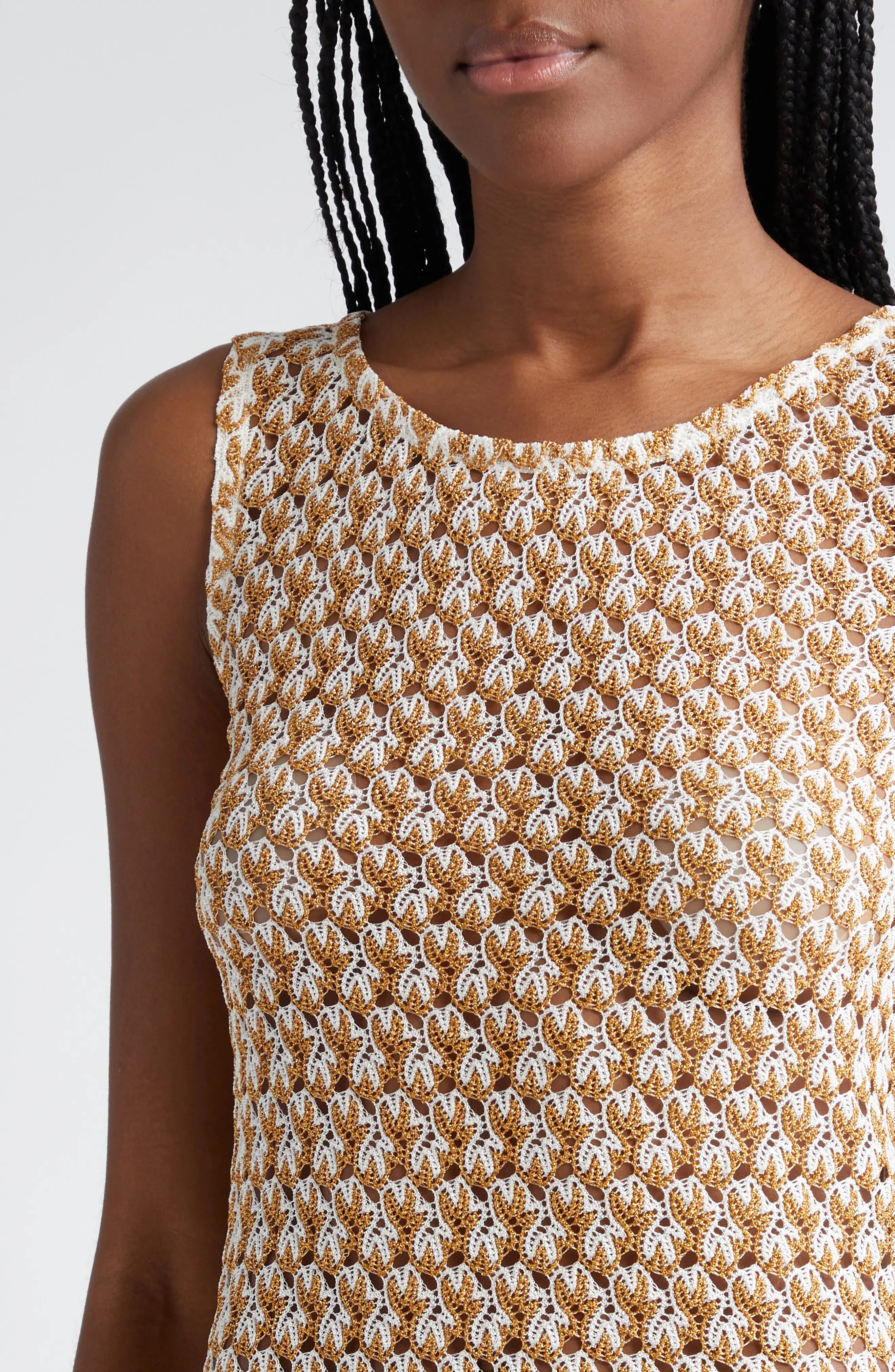 Textured Metallic Knit Tank - 5