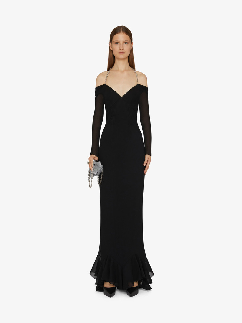 Givenchy LONG OFF-SHOULDER DRESS WITH 4G CLAW CHAIN outlook