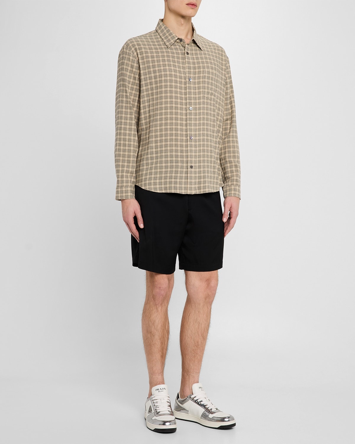 Men's Check Viscose and Wool Pocket Button-Down Shirt - 2