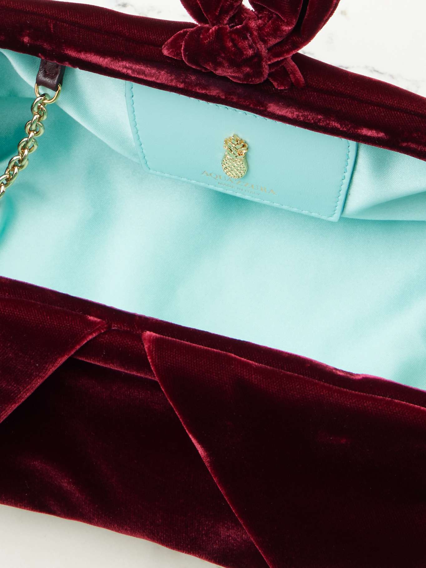 Bow Tie pleated velvet clutch Red - 5