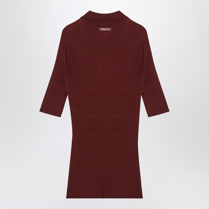 Prada Rust-Coloured Ribbed Polo Women - 2